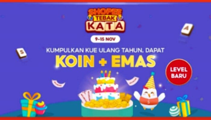 Kunci Jawaban Shopee Tebak Kata Harian Kamis 15 Desember 2022, Hadiah Emas